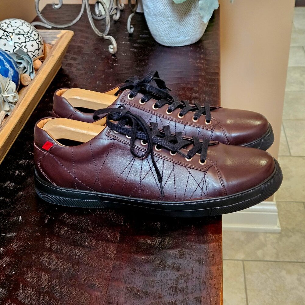 Marc Joseph Men's 'Akron St' Leather Dress Sneakers, Brown, Sz 12 (with box)